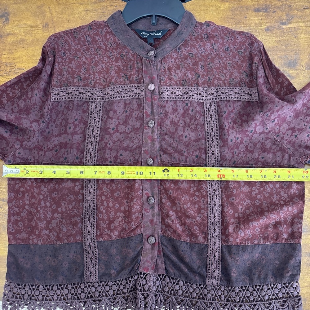 Young Threads Earthy Boho Button Down Cropped Shi… - image 6